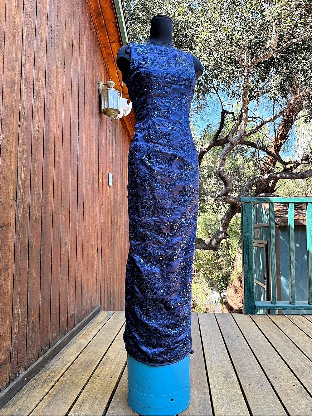 Vintage Jessica McClintock for Cache Sequin Floral Embroidered Gown